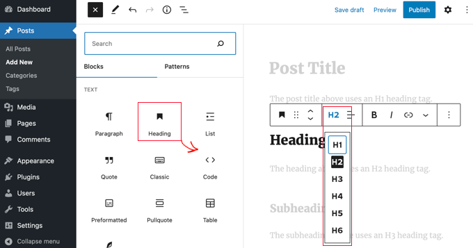 You Can Easily Add Heading Tags Without Code Using the WordPress Block Editor You Can Easily Add Heading Tags Without Code Using the WordPress Block Editor